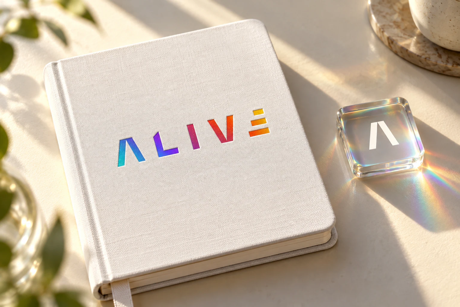 Цветной знак Alive на тканевой обложке