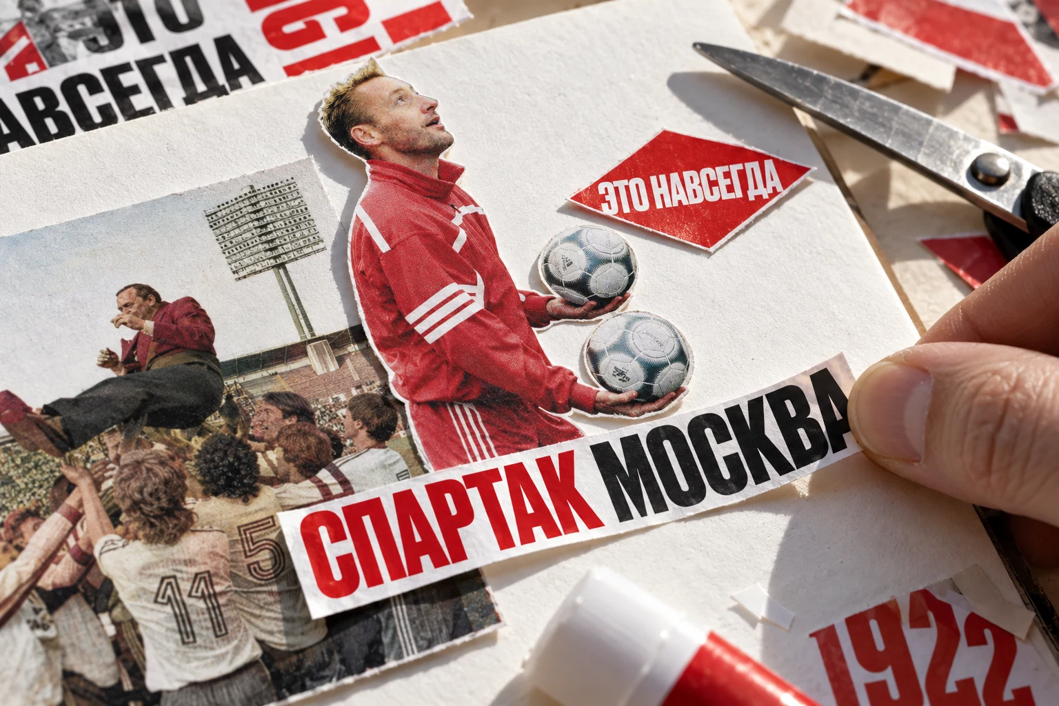 Фигуры и заголовки действительно вырезаны и собраны слоями